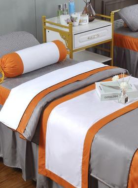 新带款床罩cp#35731四件套轻奢院洗头床按摩套罩洞床定作