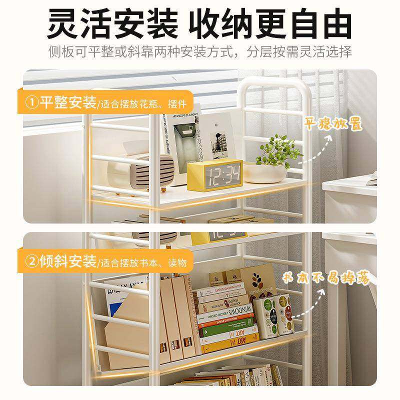 移小推动置物架书架带移轮G610铁车艺架子收纳书桌旁落地可动家用