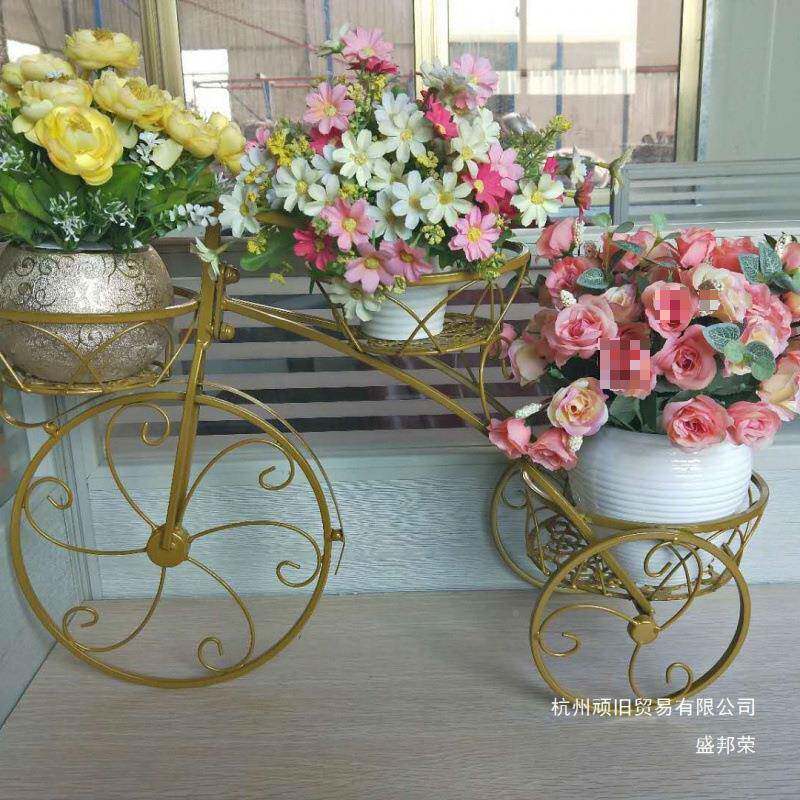 厂家销欧架式铁艺自花直行车吊篮花dszxzdfw单车多层室内落地盆架