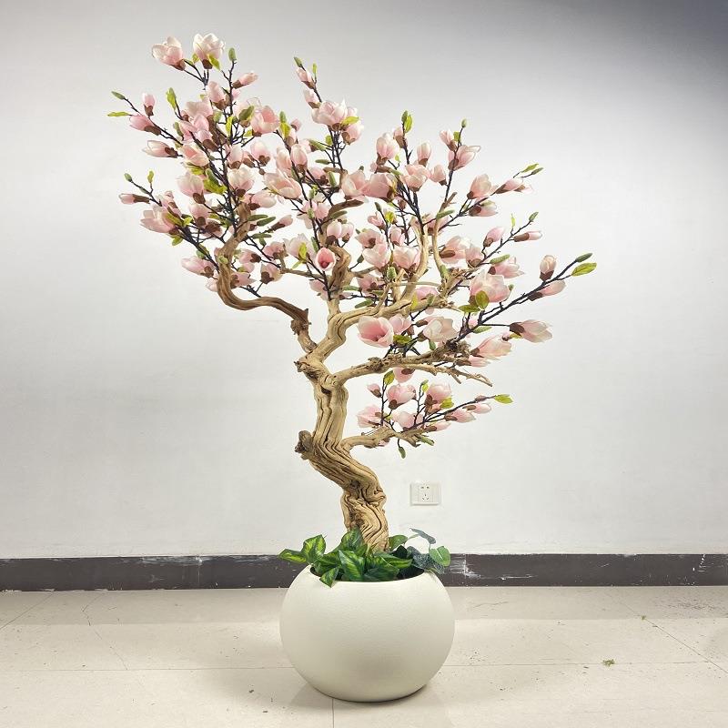 仿玉兰花树人地造假树造48248248型树真酒店商场饰落摆件花艺装橱
