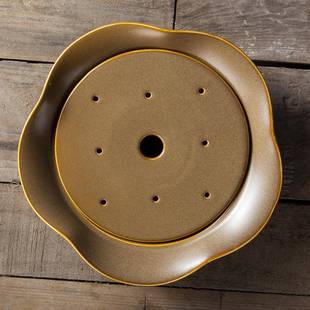 025新款 2窑变釉两层盘波浪花型创意色意境瓷干陶冰盘酒KAE楼餐厅