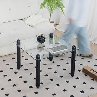 复木茶几简约现代小户型客厅家形用实方钢化古玻璃设计感TT344小