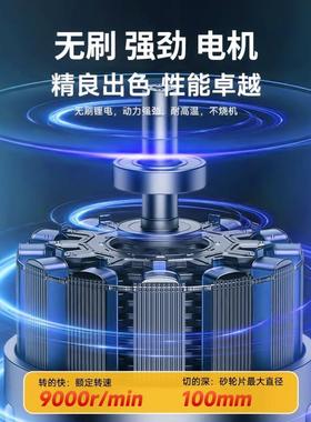 数角机磨切割机精磨抛光打磨磁盘可充显电式冲调击INX电动工具