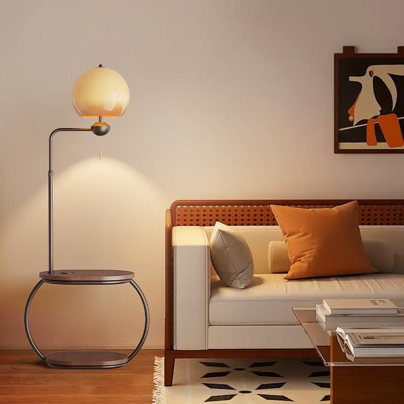 中风边几落灯客厅沙发古置物摆灯件卧室442床头柜地一体台灯无线