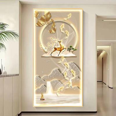 九鱼图装饰画玄现代CVJ轻奢感走关廊过道壁画背有靠入山户门山水