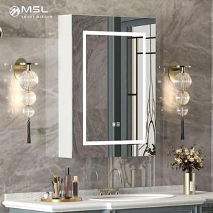 式 浴室镜柜挂墙带置物架纤间维卫生镜子洗碳漱台收纳柜506储物单L