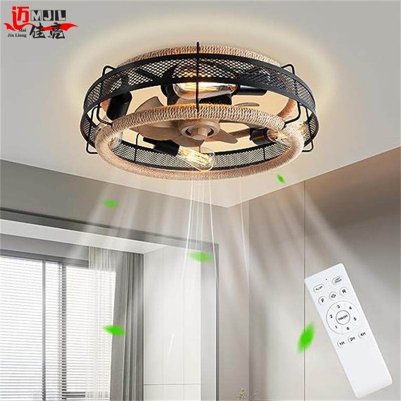 式灯复古麻绳编美织风扇灯波西无品牌/米亚笼式餐风厅客厅民宿笼,家装灯饰光源,风扇灯,淘宝优惠券,粉丝福利购,淘宝优惠卷