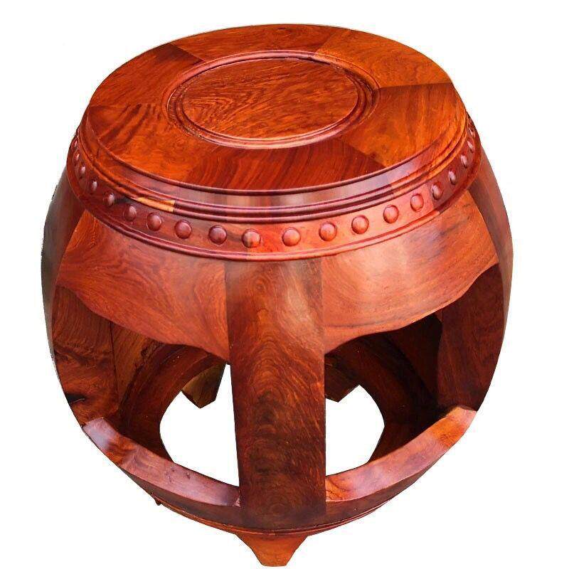 花梨木大果紫檀椅靠背椅茶家几古凳具圆形鼓凳985用鼓凳矮家凳