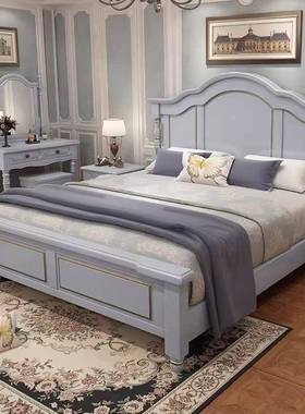 美式实200301木床1式8米双人床主.卧1婚.5m欧奢华轻奢软靠公主床