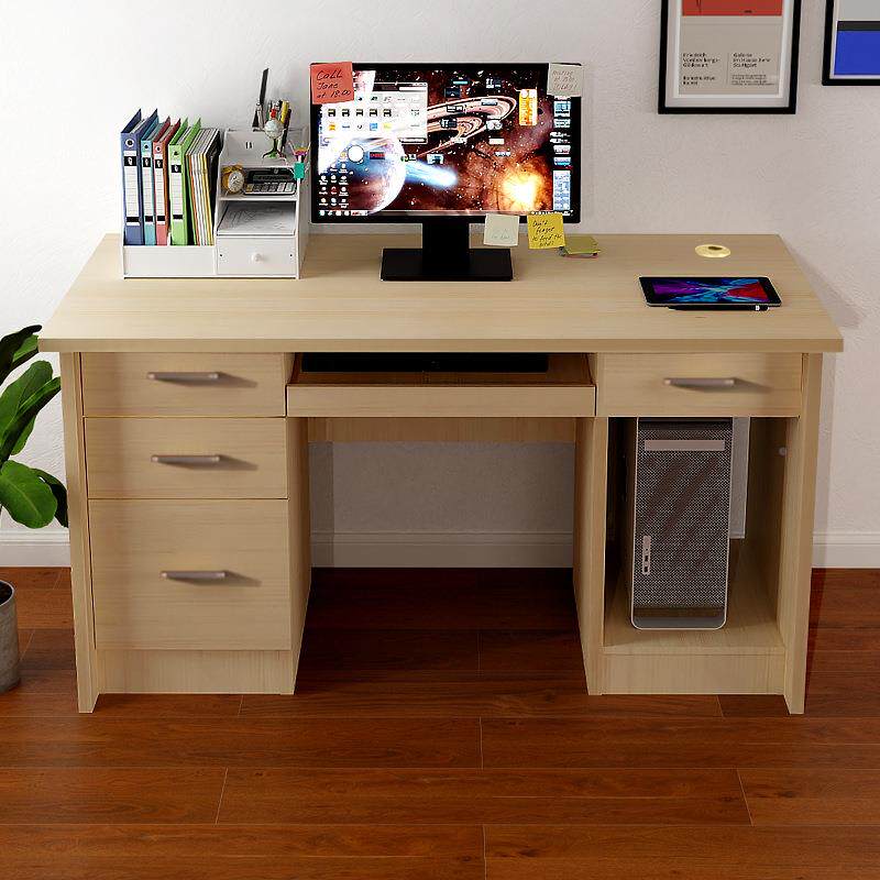 办公68带电脑桌抽屉老板职员工桌位家用柜卧室台式专用书桌实木