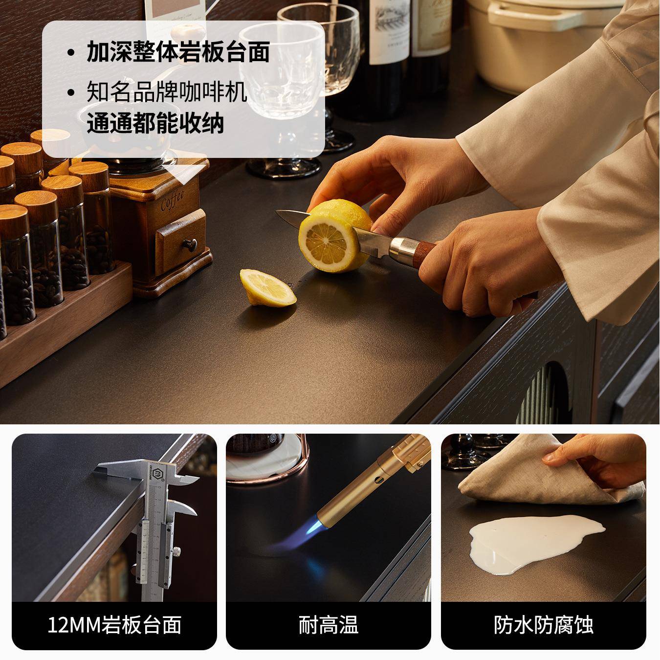 法式复古实木餐美边柜森美匠心式收客厅靠H-30餐边墙柜希拉里中古