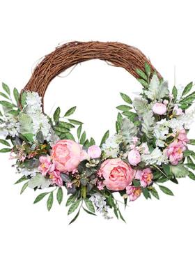 绢布丹仿真花环门牡饰门环亚47270装饰花绢花仿花壁饰挂饰真马逊