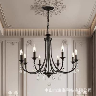 美4837复古蜡烛吊灯轻奢客厅水晶灯个性餐厅吊灯现卧室式馨温简约