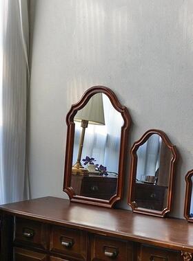 美框式复古镜子梳29077妆台桌卧室实木化妆镜面古中壁挂异形墙面