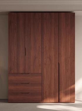 全门实木橡木衣柜家用卧室开胡桃色柜LNP子平一门到储物大衣顶橱