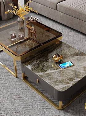 轻奢茶几客2025电新款家用现代厅简约小户型方岩80311形板茶几视