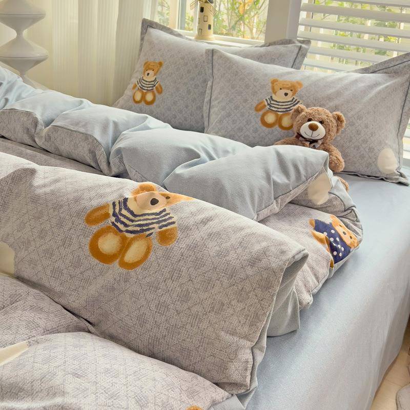 A类纯棉磨毛四件套00件全床单被套床笠床BJR上用品宿舍棉三1套被