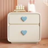 女柜孩卧室床头创985法式 奶油风床边柜子儿小童房意可爱型实木置