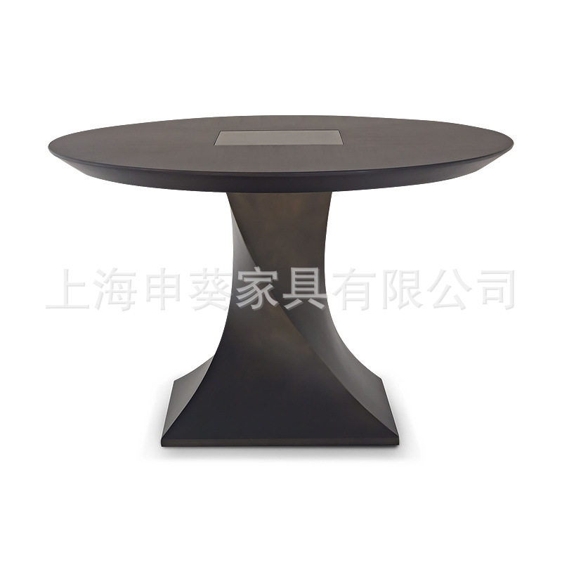 美式乡村实木现代简约圆桌餐桌创意轻奢多人桌家用餐厅别墅样板房