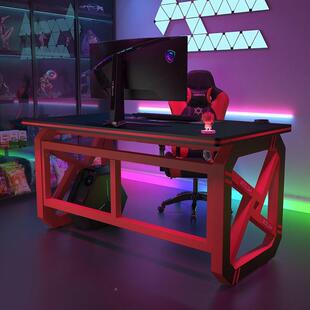 一网台式电脑桌网吧专用电竞桌无品牌/学双生宿舍电脑桌红简约体