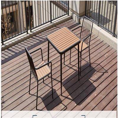 户外桌木椅组22643合室外休闲吧院长方桌铁艺露园天花庭外摆阳台