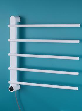 明碳装架电热毛巾架家用卫生间孔智能加热烘干浴巾纤维打式置9974