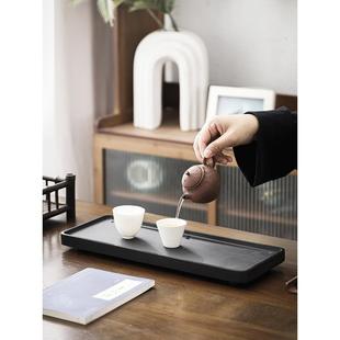 乌金石茶盘家AIT用湿两用中水式台新款排式茶茶海整块茶具小干托