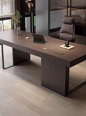 现代简室约家用烟木实木书桌轻奢熏意63625办公书房小户型电脑桌