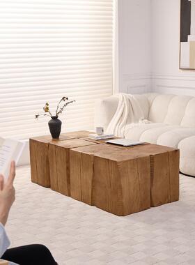 床?原木墩摆件实木深复古方46349形根雕纹理花木架民宿酒店头柜茶