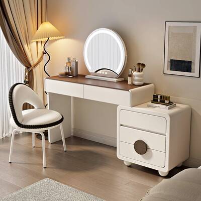 主妆现台卧室2025新款小户型梳卧床59602头柜斗柜一体实木化妆桌