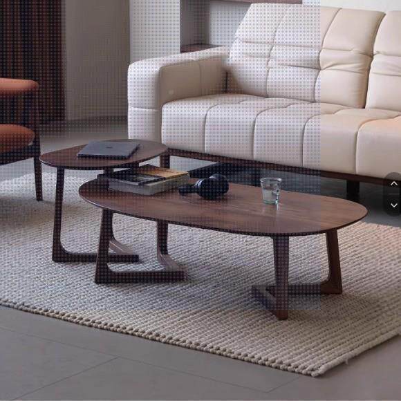 北黑胡美桃木茶几轻IZD奢现代简约风格用家客极简高低组合厅茶几