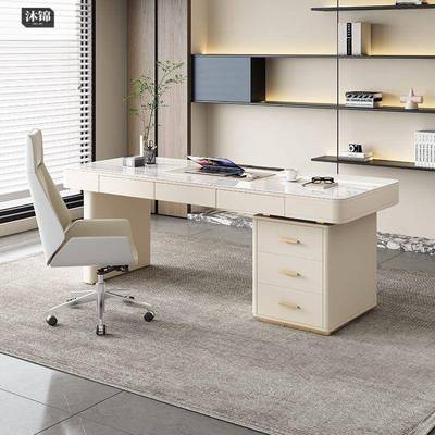 代意式极简约办设计师公电脑桌51554写字台轻奢现岩板书桌家用卧