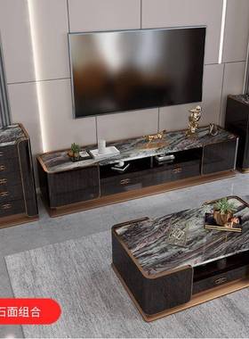 后现代黑檀柜木钢琴烤漆纹茶几电视别墅样71442板间大理石柜地轻