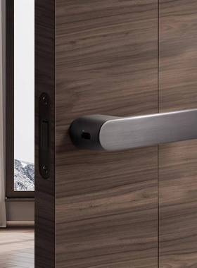 意极简门生态吸静音锁式室内简约卧磁室木RAS门锁白色灰色房门锁