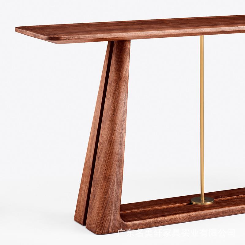 现货北美黑胡桃墙木远归关玄实木简RCS感约靠窄桌长条具艺术玄关