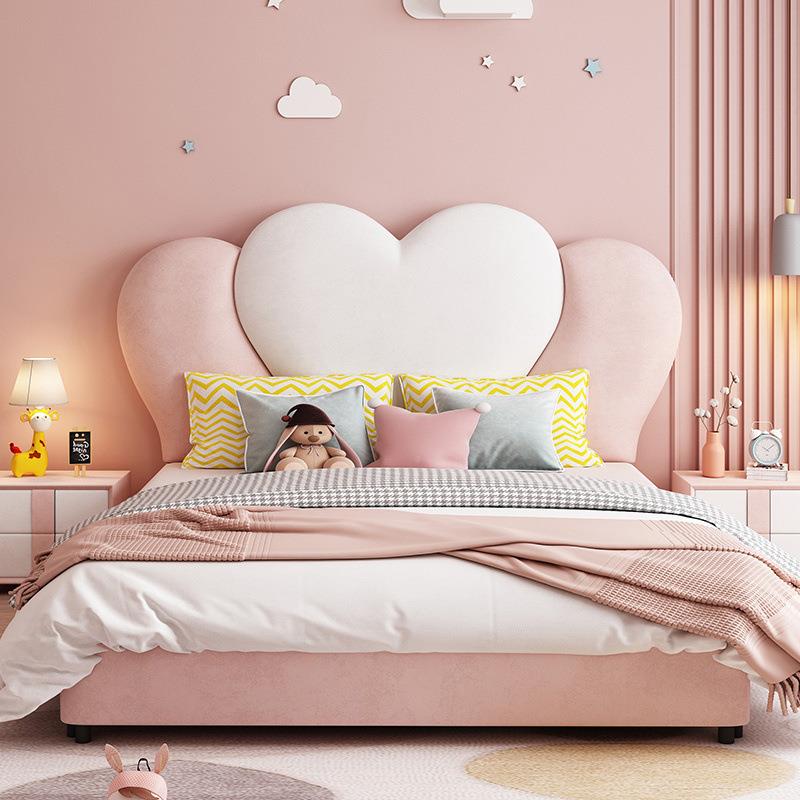 儿童床女孩卡形通公主床心红爱心网无品牌/床儿床童房单人粉色床