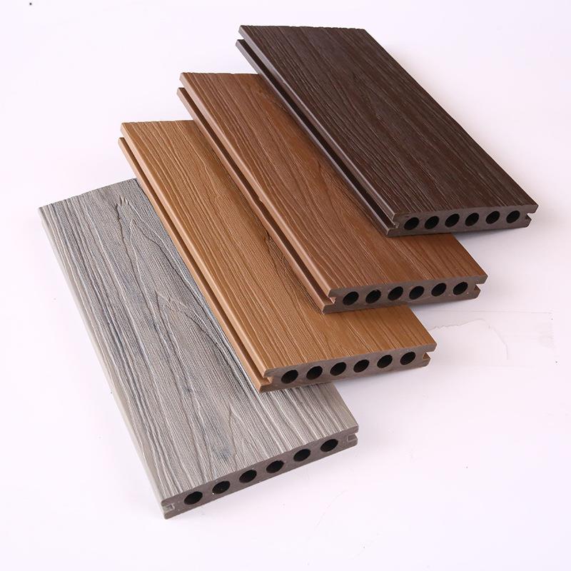 露台花EKI天台走廊装园饰木地板空心长条木2塑地板140H3圆共挤孔