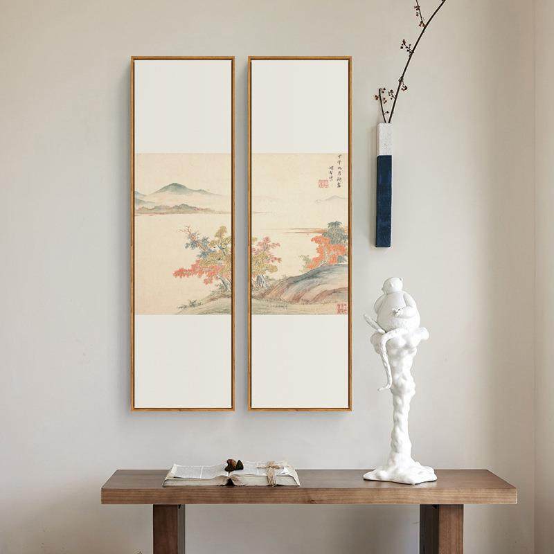 水晴画岚画新中式QZ202204玄关装饰客厅静风景山水壁书房民宿竖长