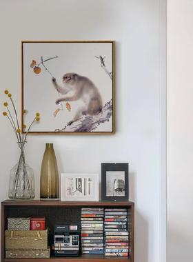 日式墙A1889DIh动物鹿室客厅餐厅软装原猴木风装饰画子壁画玄关卧