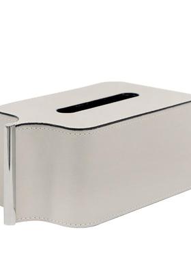 现抽代奢不锈钢皮YX71532革纸轻巾盒抽纸盒端纯色纹理感家居茶几