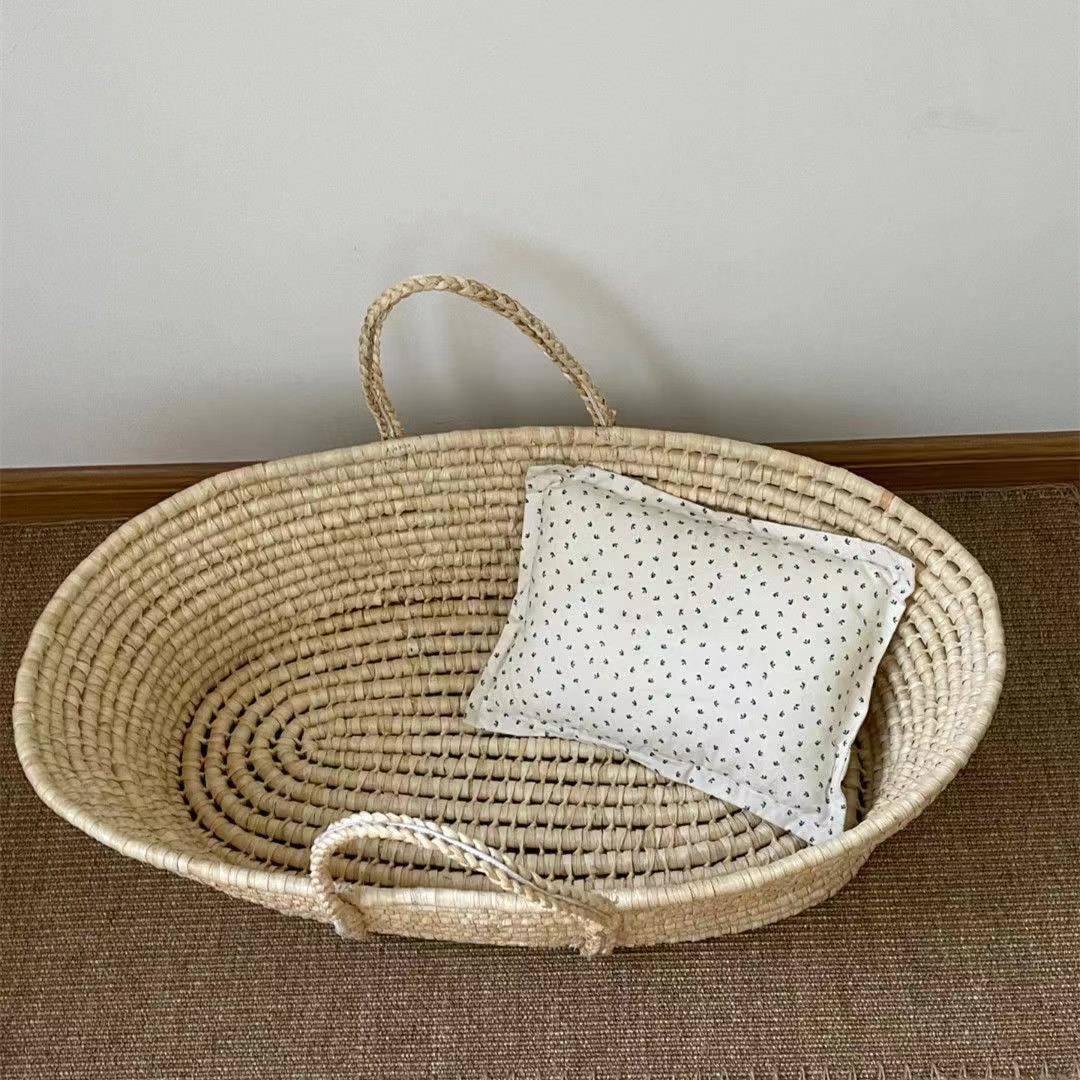 ⊕草满月编拍照编织婴儿篮摇篮F76HJ98S拍摄道便携式娃娃具筐餐篮