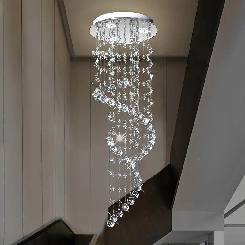 式复楼水晶灯现代轻别工墅楼梯长水晶吊灯程定奢制水晶254吊线灯,家装灯饰光源,智能吊灯,淘宝优惠券,粉丝福利购,淘宝优惠卷