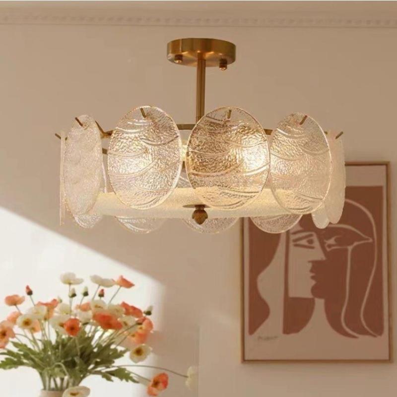 法式简书宿约轻奢个性奶油风卧室复古玻璃装吊灯民酒店923房玄关