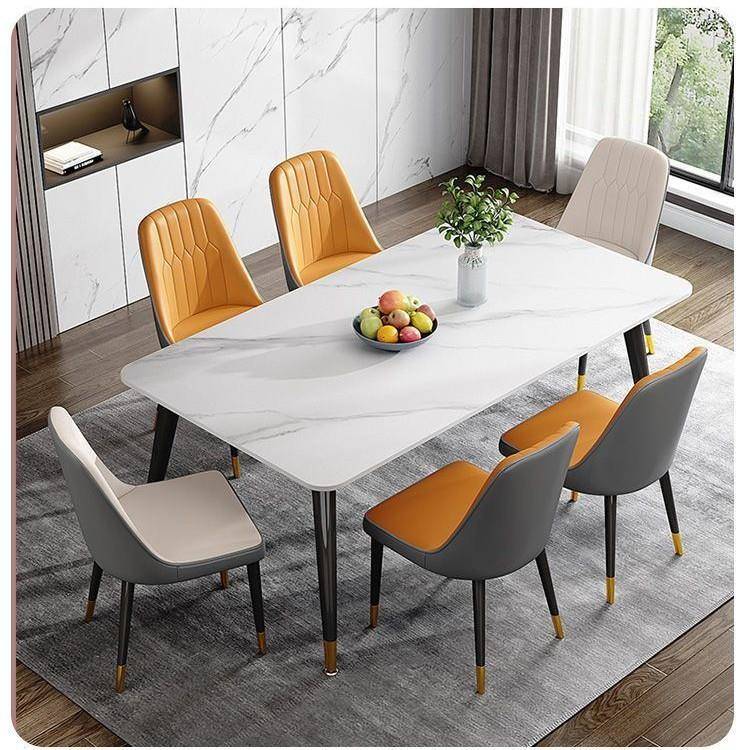 餐桌板轻奢现代简约家用小户型长00简易客组厅饭桌子方形餐桌椅岩