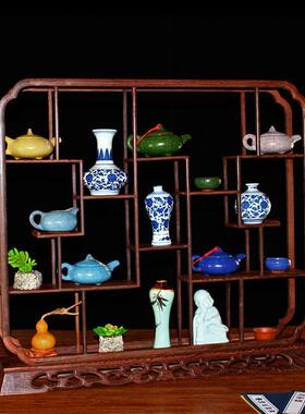 3Y实木中式博古架现小多宝客阁茶壶摆古玩架简64415约代厅摆件架