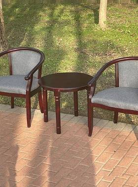 6R新中式全实木酒店椅宾馆TPE茶楼休闲沙发子人单软套包带茶几三