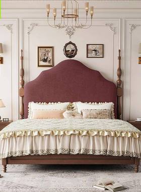 古约风樱桃木床TLS双人法式15复古美式简现代1..8床主卧婚床