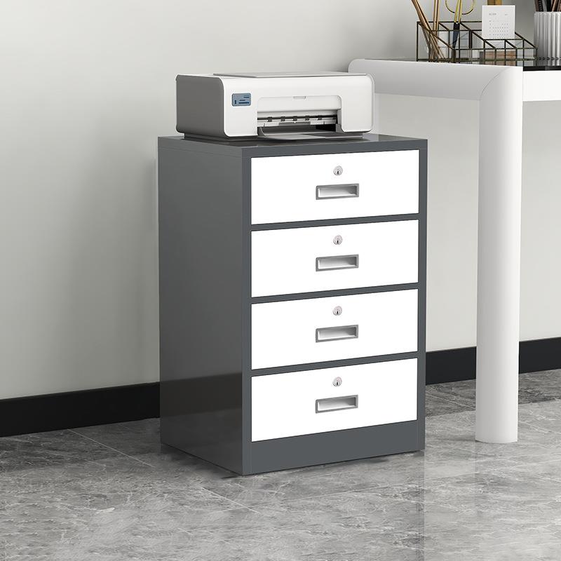 活动钢制办公文件柜桌下移抽动矮柜铁皮收柜0225纳屉储柜物柜带锁