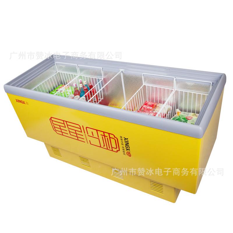 865冻SD-516P超市商用冰柜玻璃门海鲜品展示冷柜速B冻岛冻柜