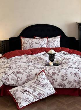 高端美全式长棉10用0s绒棉四件套复古数码印花纯棉床单被65415套